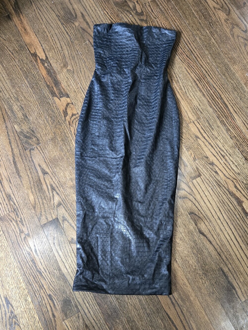 Naked Wardrobe Croc Embossed Faux Leather Dress Black Size S